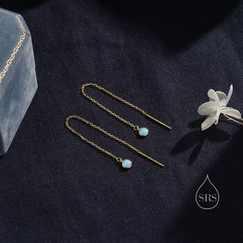 Blue Opal Dot Long Threader Earrings, 7 of 10