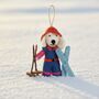 Handmade Felt Porscha The Skiing Poodle Decoration, thumbnail 1 of 3