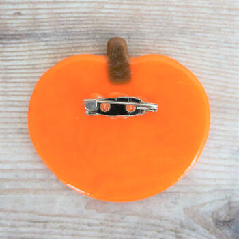 Handmade Glass Halloween Pumpkin Brooch, 7 of 7