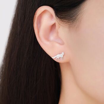 Mismatched Fox And Crow Stud Earrings In Sterling Silver, 2 of 12