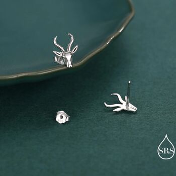 Sterling Silver Antelope / Deer Head Stud Earrings, 6 of 12