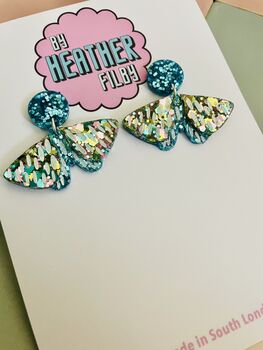 Moth Glitter Resin Earrings, 2 of 4