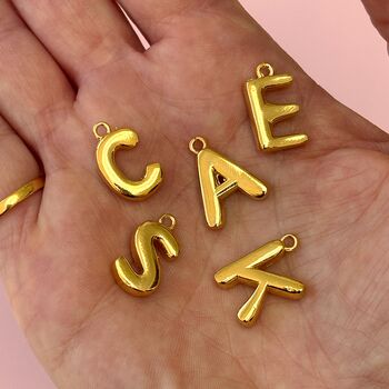 Personalised Bubble Letter Initial Chunky Chain Necklace, 3 of 8