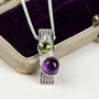 Whimberry Amethyst And Peridot Silver Orion Pendant, thumbnail 4 of 6