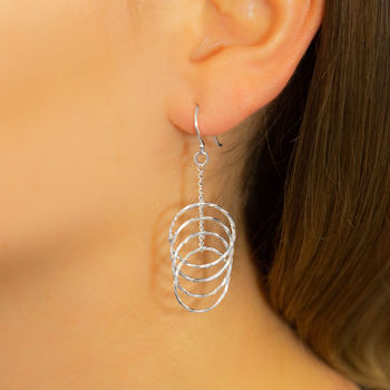 Sterling Silver Dangly Chain And Twisted Hoops Earrings, 2 of 4