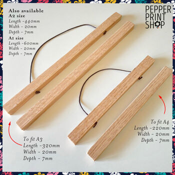 Magnetic Solid Oak Poster Hanger, To Fit A4, A3, A2, 3 of 7