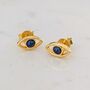 Evil Eye Stud Earrings Lapis Lazuli And Gold Vermeil, thumbnail 5 of 7