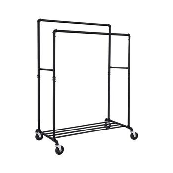 Two Rails Industrial Pipe Clothes Rack On Wheels, 6 of 9