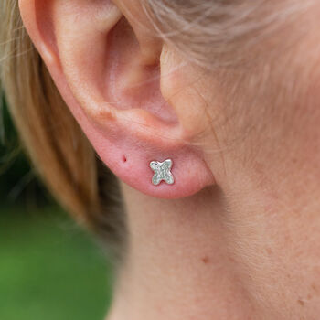 Sterling Silver Mini Hug And Kiss Studs, 2 of 9