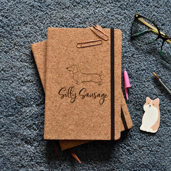 Personalised 'Silly Sausage' Cork Notebook, 2 of 5