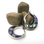Sterling Silver Paua Shell Creole Earrings, thumbnail 1 of 7