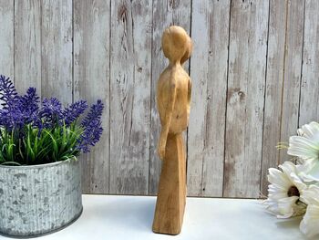 Hand Carved Wooden Lovers With Heart Teak Ornament Figurine Sculpture, 2 of 9