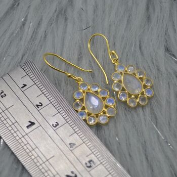 Floral Rainbow Moonstone Earrings: Silver Or Gold, 6 of 11