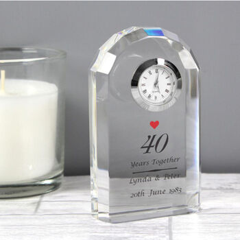 Personalised Ruby Wedding Anniversary Crystal Clock, 4 of 5