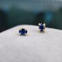 Sapphire Blue Oval Cz Stud Earrings Sterling Silver, thumbnail 2 of 12