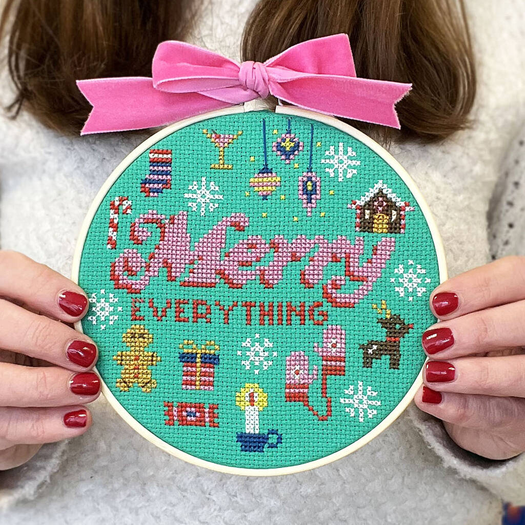 'Merry Everything' Cross Stitch Kit, 1 of 4