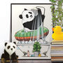 Panda Bear In The Shower, Funny Bathroom Art, thumbnail 1 of 7