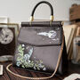 Wolf And Moon Embroidered Charcoal Satin Tote, thumbnail 2 of 8