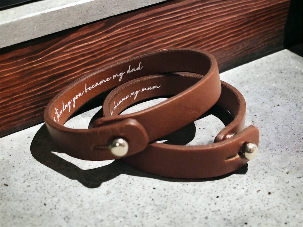 Personalised New Parent Birth Date Leather Bracelet, 1 of 10