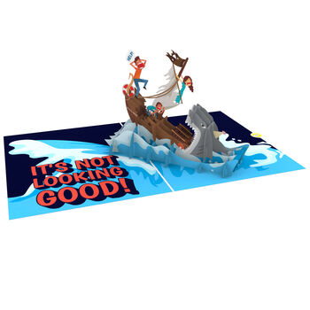 We're In The Same Old Boat! Funny Birthday Card With Fun 3D Pop Up Sinking Ship, 3 of 8