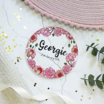 Personalised Birth Flower Coaster, January, Carnation, 2 of 2