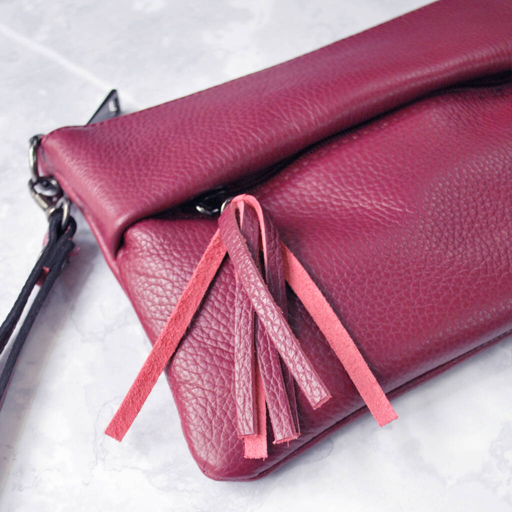 Chiswick Leather Mini Bag Berry Pink By LAGOM | notonthehighstreet.com