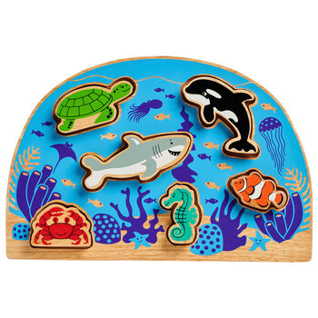 Wooden Toy Sealife Shape Sorter Tray Puzzle, 3 of 3