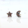 Laser Cut Celestial Glitter Star Moon Earrings Studs, thumbnail 5 of 5