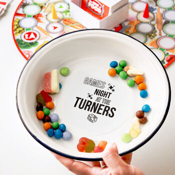 Personalised Family Games Night Enamel Snack Bowl, 2 of 4