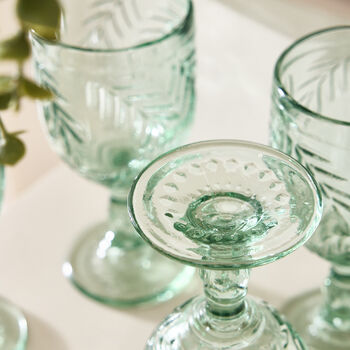 Set Of Four Laurier Green Wine Goblets, 3 of 4