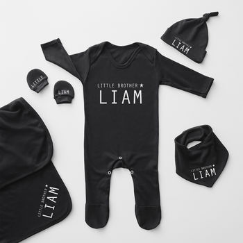 Little Brother Personalised Babygrow Gift Set, 3 of 3