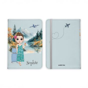 Personalised Cartoon Lady Passport Cover Luggage Tag, 5 of 9