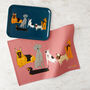 Doggy Friends Small Tray + Pink Tea Towel Gift Set, thumbnail 1 of 6