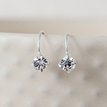 Sterling Silver Simple Cz Drop Earrings, 2 of 9