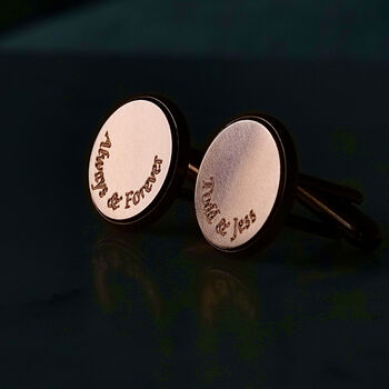 Personalised Curve Engraved Bronze And Copper Cufflinks, 11 of 12