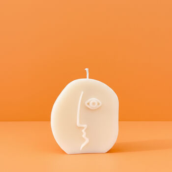 Minimalist Oval Face Soy Wax Pillar Candle, 5 of 6