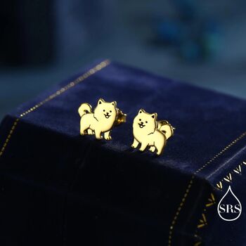 Pomeranian Dog Sterling Silver Stud Earrings, 4 of 10