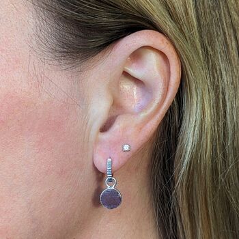 Circle Ruby July Birthstone Earrings, Silver, 3 of 5