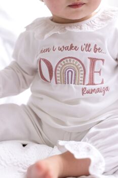 'When I Wake' Embroidered Personalised First Birthday Pyjamas, 5 of 5