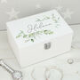 Watercolour Botanical Wooden Jewellery Box With Mirror, thumbnail 1 of 3