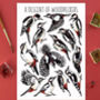 Woodpeckers Wildlife Watercolour Postcard, thumbnail 1 of 8