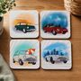 Set Of Four Classic Car Coasters Gift For Car Lover, thumbnail 1 of 12