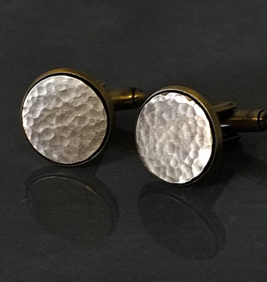 Hammered Solid Bronze Cufflinks By Gracie Collins