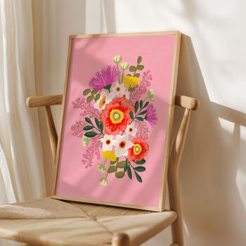 Bouquet Flowers Art Print Pink, 3 of 5