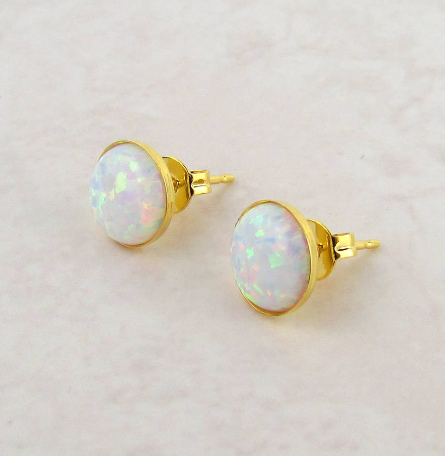 white opal stud earrings by misskukie | notonthehighstreet.com