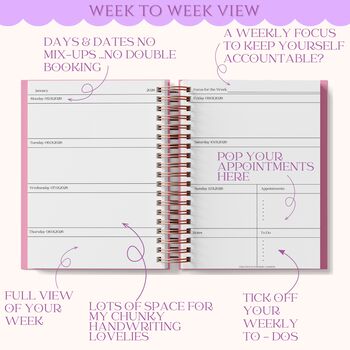 Personalised Luxury 2026 Weekly Diary| Planner| Mulberry Candy Stripe, 7 of 11