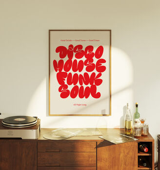 Disco House Funk Soul Music Print | Music Poster | Event Print | Wall Art | A5 A4 A3 | Bold | Typographic | Quote | Wall Decor |, 3 of 9