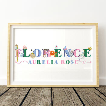 Multi Coloured Fairytale Personalised Name Print, 2 of 5