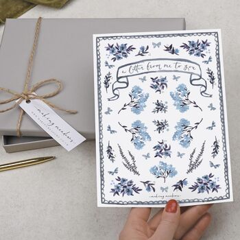 Double Sided A5 Writing Paper With Ditsy Blue Flowers, 2 of 5