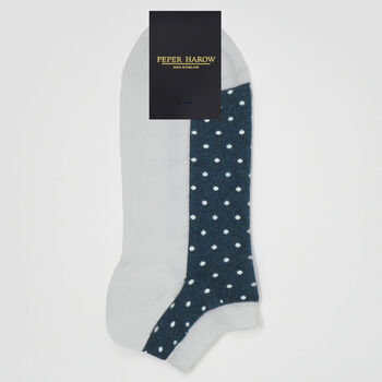 Dash Blue And Polka White Men's Trainer Socks Bundle, 6 of 7